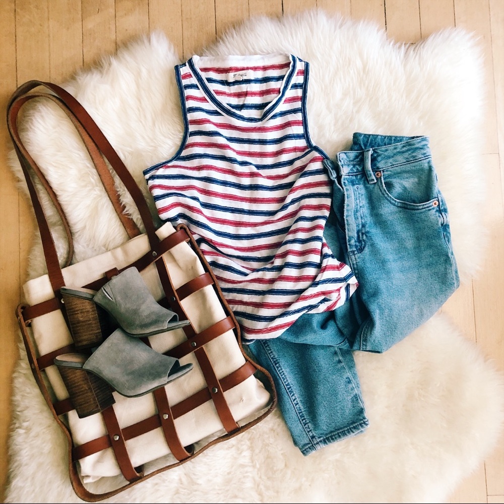 Madewell High Collar Striped Tank Top